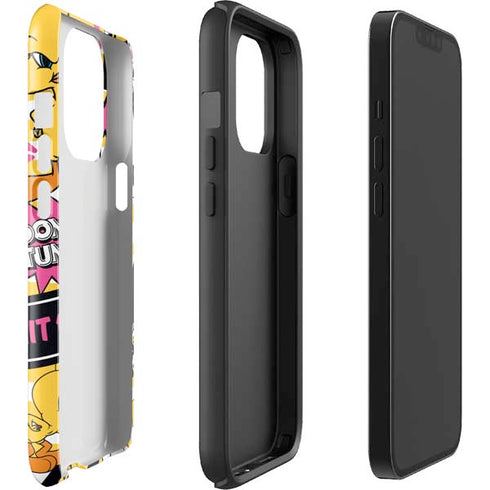 Looney Tunes Tweety and Sylvester Striped Patches iPhone 15 Pro Impact Case